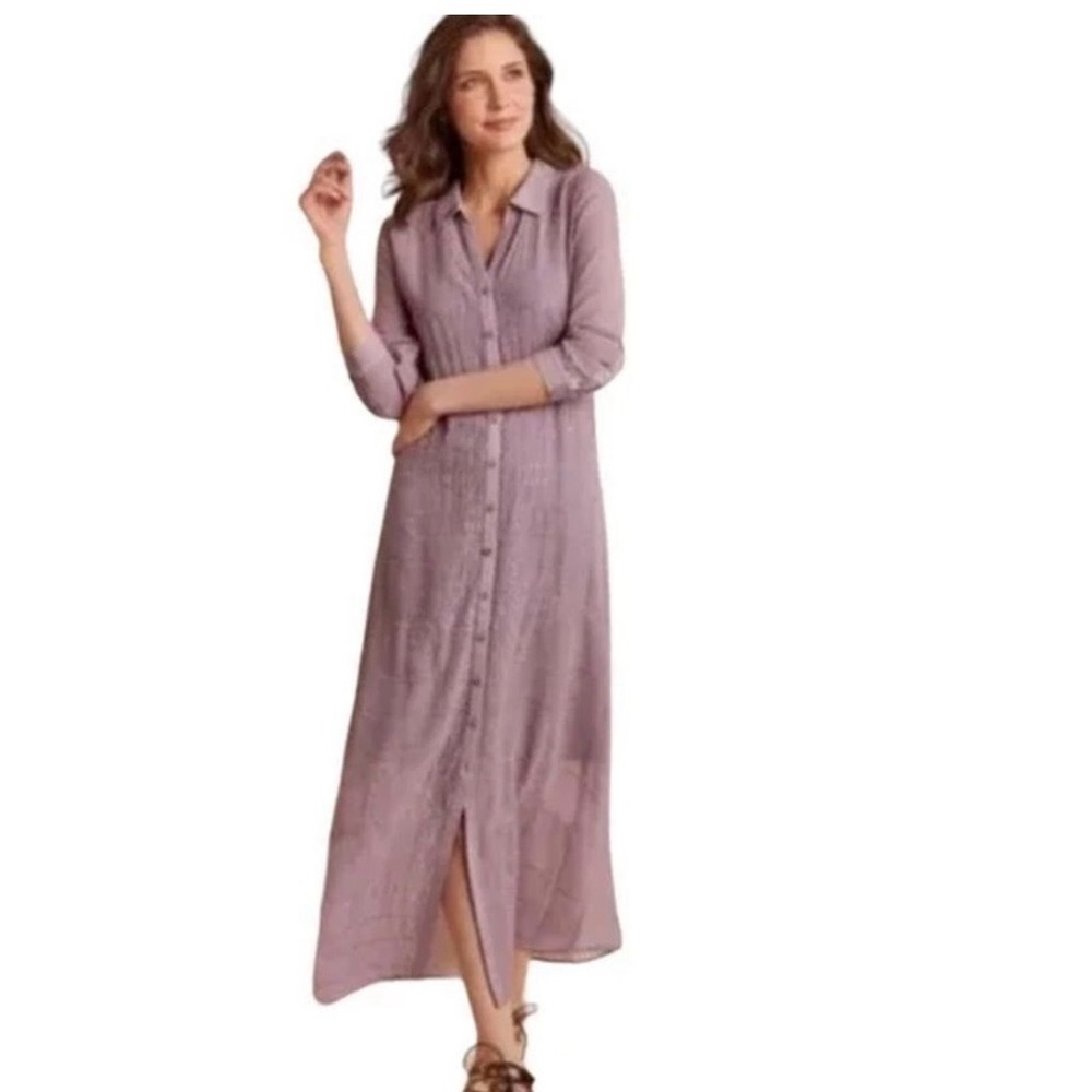 Soft Surroundings Embroidered Lavender Maxi Dress M